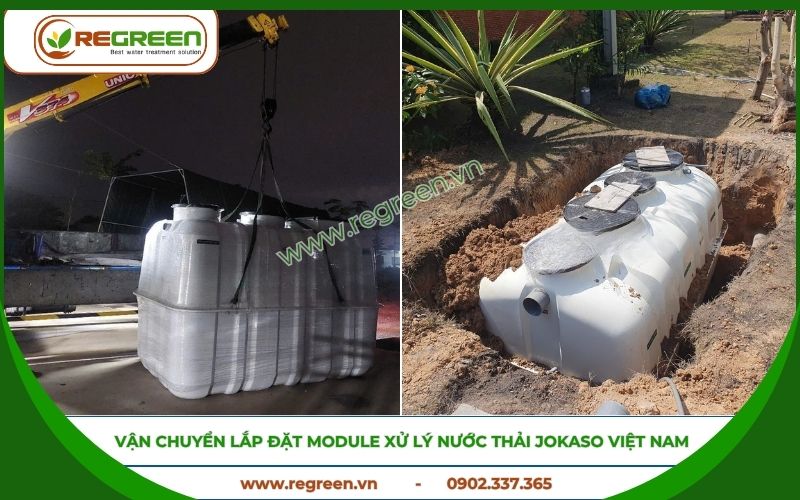 Lắp đặt module xử lý nước thải Jokaso Việt Nam tại công trình.