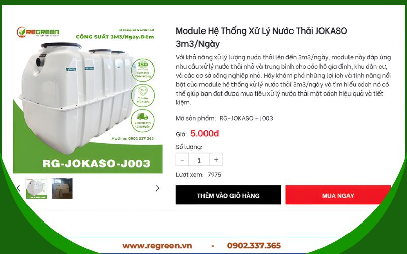 Module xử lý nước thải Jokaso Việt Nam công suất 3m3 chính hãng Regreen