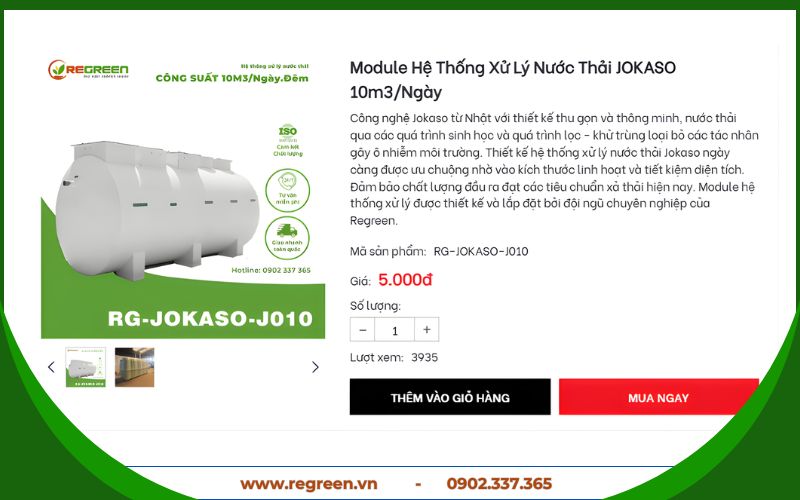 Module xử lý nước thải Jokaso Việt Nam công suất 10m3 chính hãng Regreen