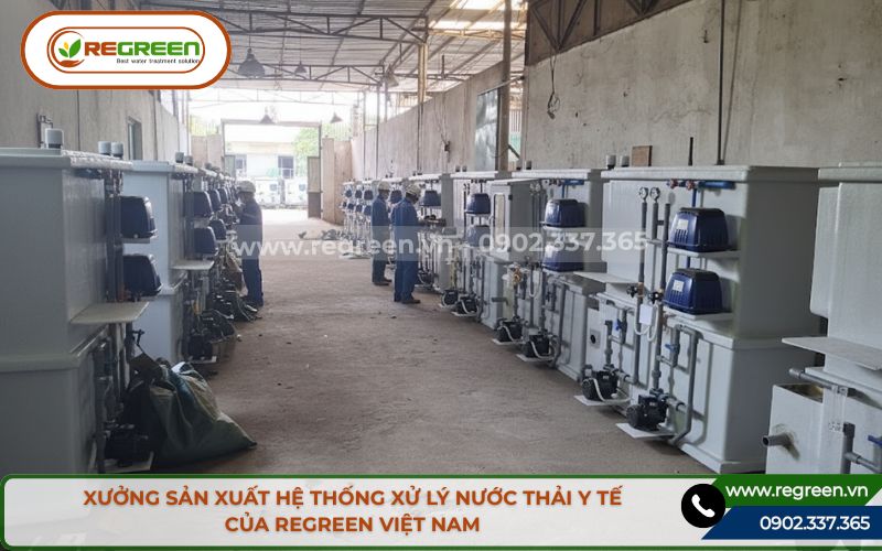 Xưởng sản xuất hệ thống xử lý nước thải y tế Regreen