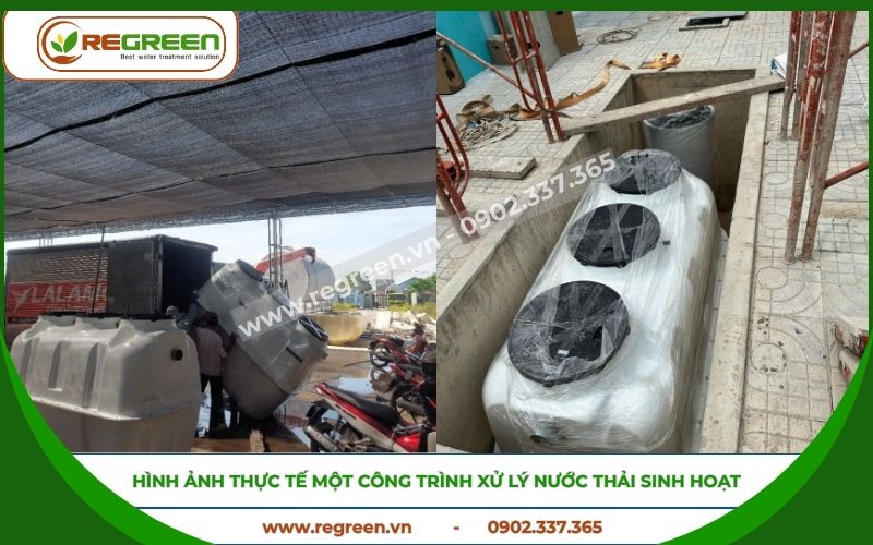 Quá trình lắp đặt hệ thống xử lý nước thải sinh hoạt của Regreen Việt Nam.
