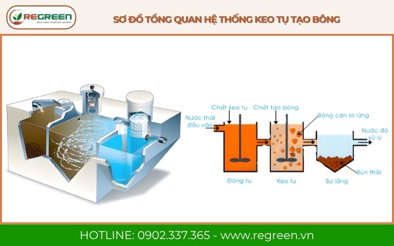 Sơ đồ tổng quan hệ thống keo tụ tạo bông
