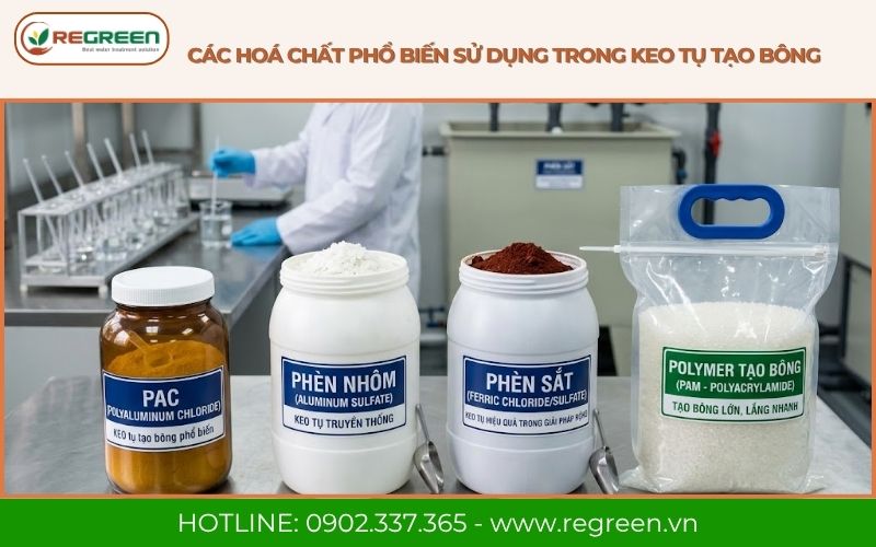 Các hoá chất phổ biến sử dụng trong keo tụ tạo bông