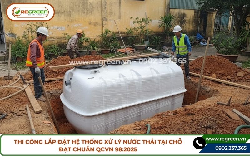 Quy trình công nghệ xử lý nước thải tại chỗ cho nhà phố diện tích nhỏ.