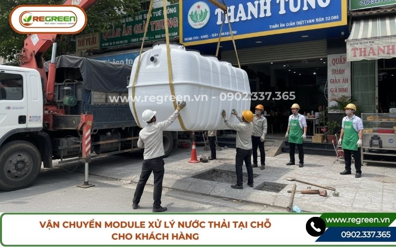 Vận chuyển module xử lý nước thải tại chỗ.