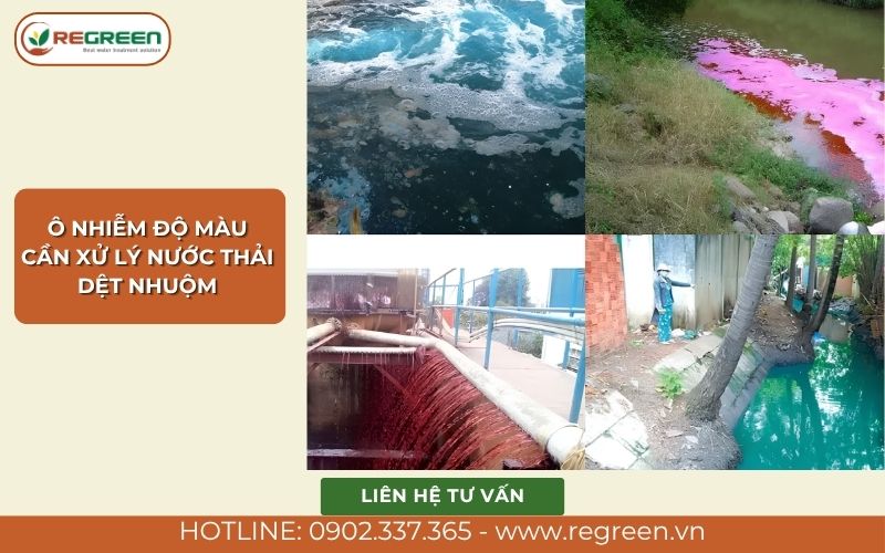 Ô nhiễm độ màu cần xử lý nước thải dệt nhuộm