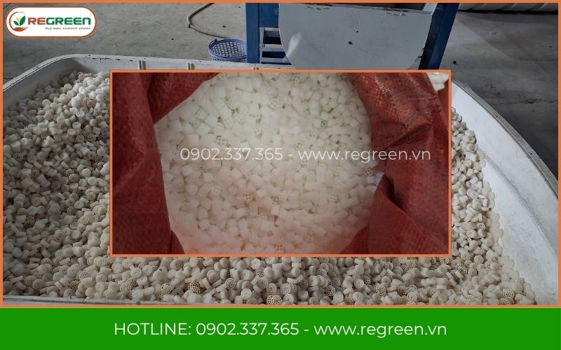 Xưởng sản xuất hạt lọc Kaldnes nhựa HDPE ReGreen