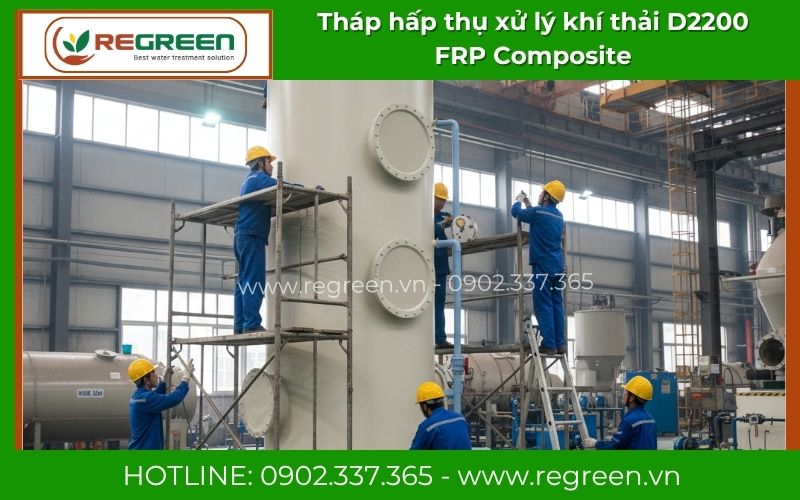 Hoàn thiện bọc phủ composite tháp hấp thụ D2200