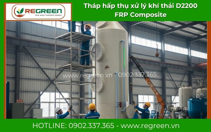 Gia công phần thân tháp hấp thụ D2200