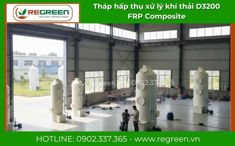 Hệ thống tháp hấp thụ D3200 xử lý khí thải đạt chuẩn QCVN