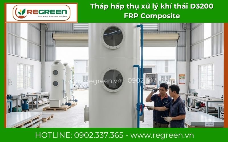 Cấu tạo bên ngoài tháp hấp thụ D3200 chống ăn mòn