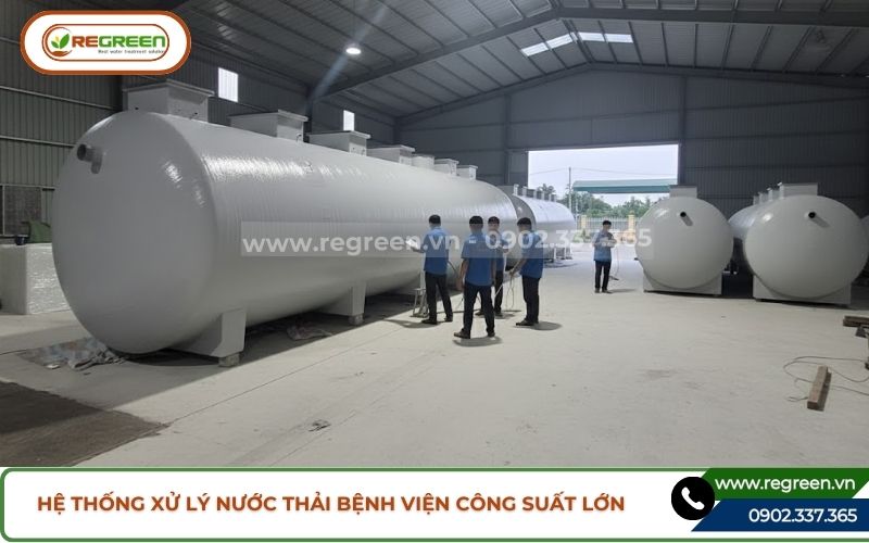 Gia công bồn bể hệ thống xử lý nước thải bệnh viện tại xưởng