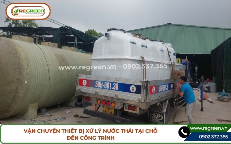 Vận chuyển thiết bị xử lý nước thải tại chỗ đến công trình