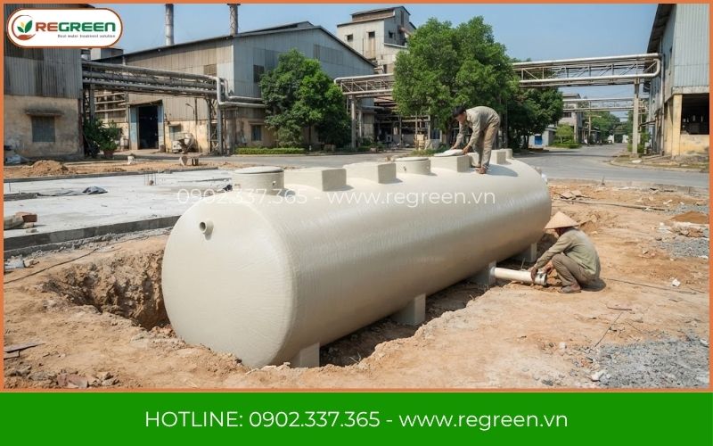 Thi công lắp đặt cụm bồn hệ thống xử lý nước thải nhà máy giấy
