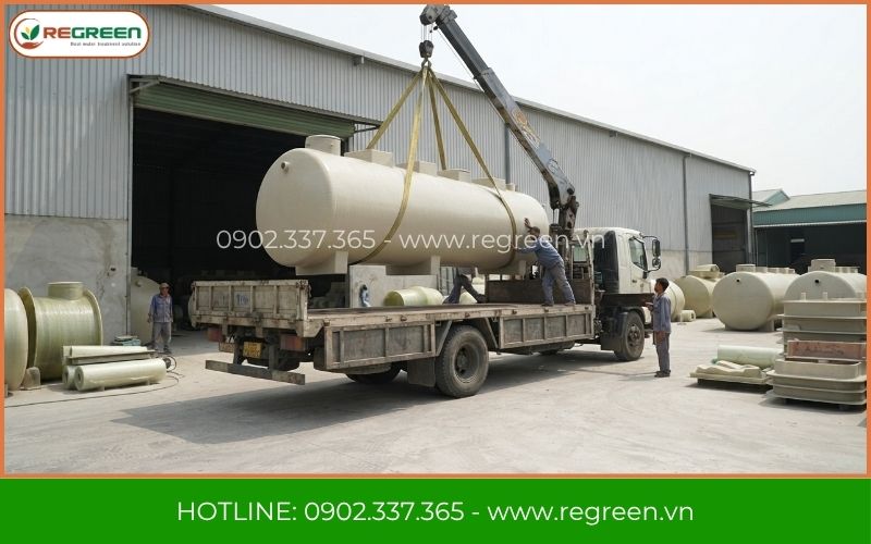 Xe cẩu hệ thống xử lý nước thải nhà máy giấy đi giao