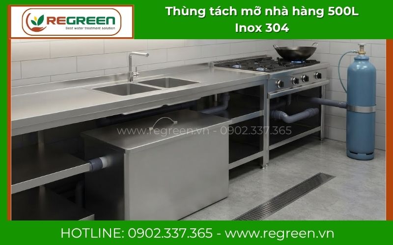 Giải pháp chống tắc cống với thùng tách mỡ nhà hàng 500L