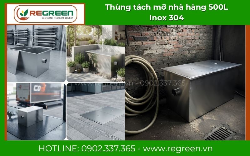 Hình ảnh thực tế thùng tách mỡ nhà hàng 500L mã RG-TM-500