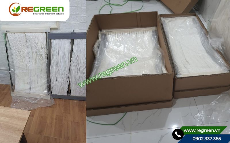 Cận cảnh bề mặt tấm màng lọc MBR giá rẻ dạng phẳng.