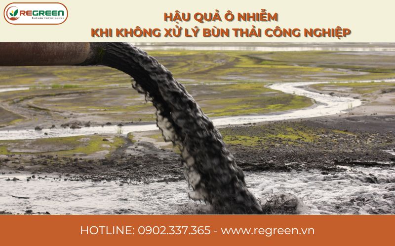 Hậu quả ô nhiễm khi không xử lý bùn thải công nghiệp.