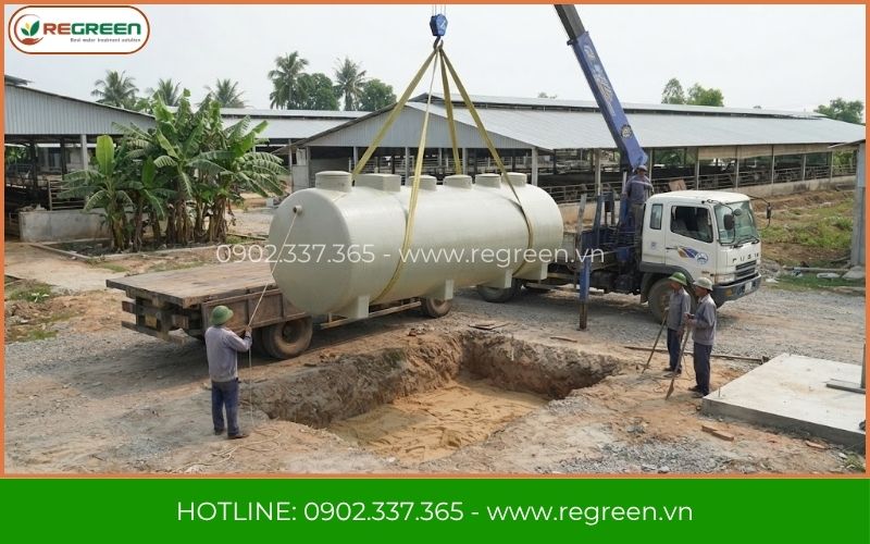 Kỹ sư Regreen thi công trạm xử lý nước thải chăn nuôi