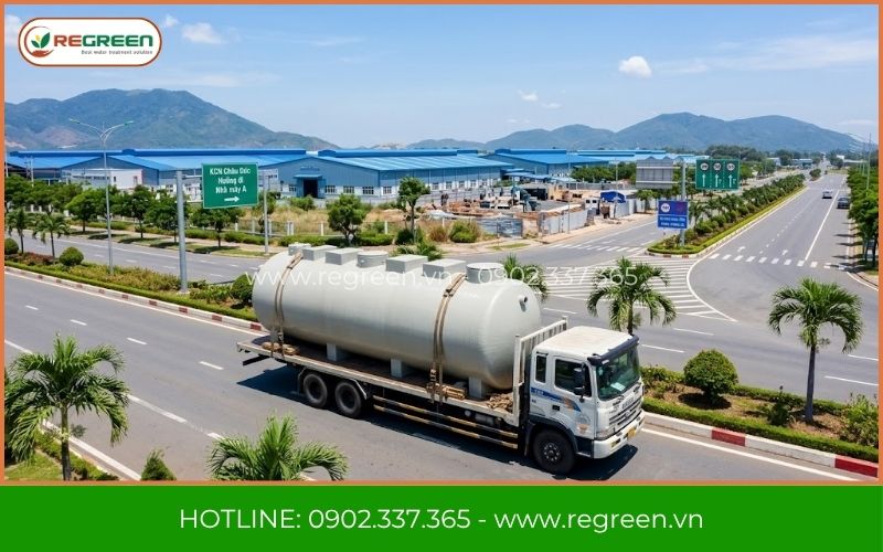 Vận chuyển hệ thống xử lý nước thải KCN Châu Đức.