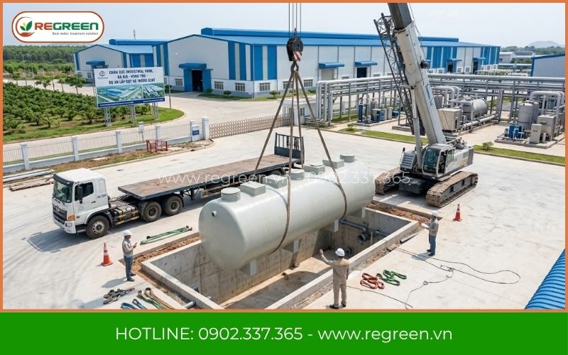 Hạ bồn trạm xử lý nước thải KCN Châu Đức an toàn.