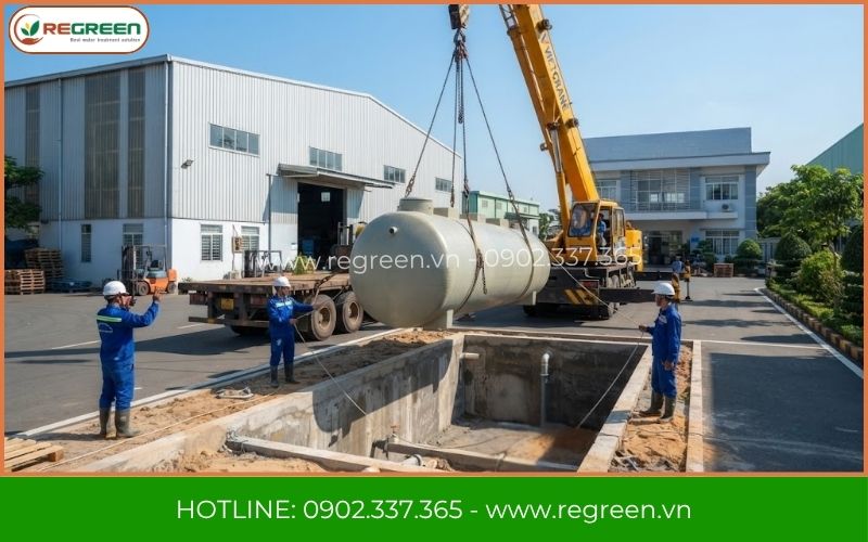 Kỹ sư Regreen thi công xử lý nước thải KCN Sóng Thần