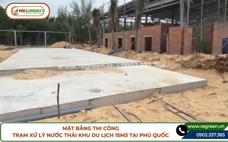 Mặt bằng thi công trạm xử lý nước thải khu du lịch 15m3