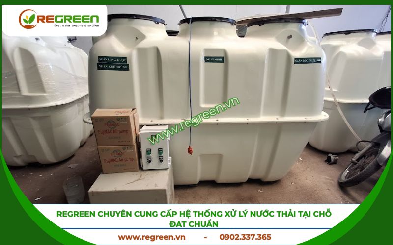 Cận cảnh thiết bị xử lý nước thải tại chỗ cho nhà ở.